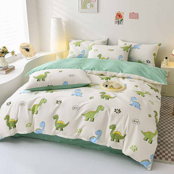 91家纺网 家纺一手货源 找家纺 宇彬家纺 2026直播新款13070全棉纯棉印花单双人被套喷气小清新简约热款学生被罩 侏罗纪