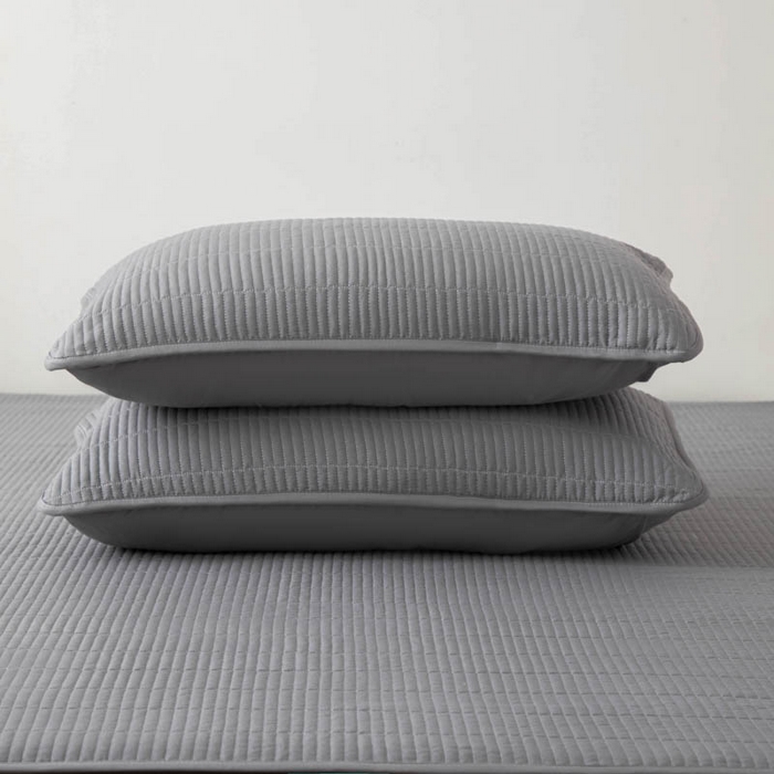 91家纺网 家纺一手货源 找家纺 宇淳国际 2026新款美人条A类水洗棉夹棉床笠三件套 浅灰