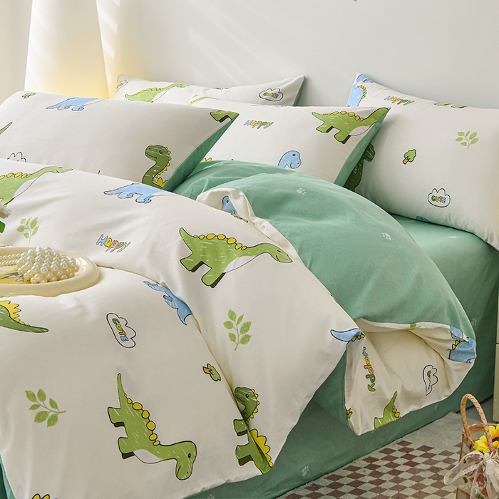 91家纺网 家纺一手货源 找家纺 宇彬家纺 2026直播新款13070全棉纯棉印花单双人被套喷气小清新简约热款学生被罩 侏罗纪