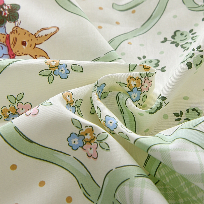 91家纺网 家纺一手货源 找家纺 宇彬家纺 2026直播新款13070全棉纯棉印花单双人被套喷气小清新简约热款学生被罩 初春晚风