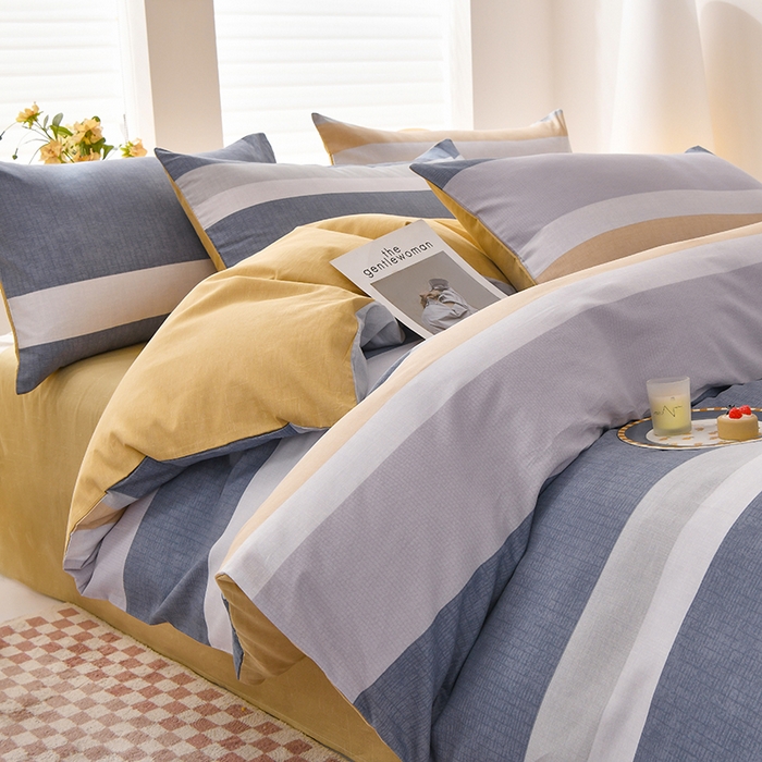 91家纺网 家纺一手货源 找家纺 宇彬家纺 2026直播新款13070全棉纯棉印花单双人被套喷气小清新简约热款学生被罩 静雅格韵