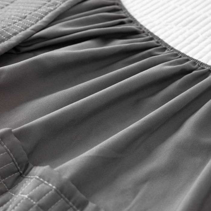 91家纺网 家纺一手货源 找家纺 宇淳国际 2026新款美人条A类水洗棉夹棉床笠三件套 深灰