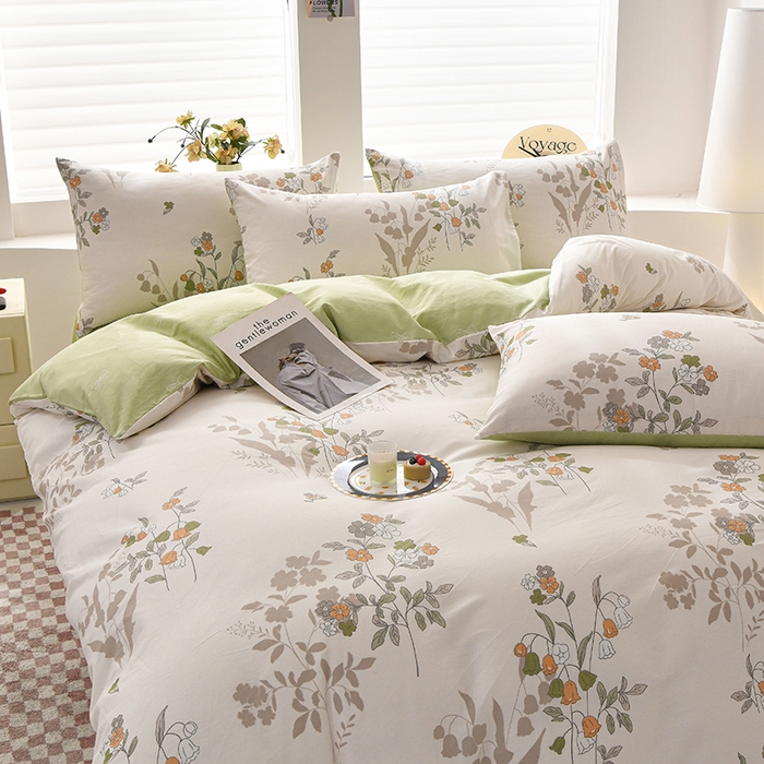 91家纺网 家纺一手货源 找家纺 宇彬家纺 2026直播新款13070全棉纯棉印花单双人被套喷气小清新简约热款学生被罩 花香寻梦