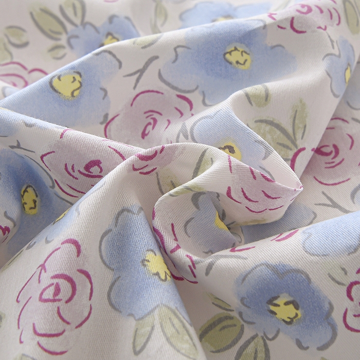 91家纺网 家纺一手货源 找家纺 宇彬家纺 2026直播新款13070全棉纯棉印花单双人被套喷气小清新简约热款学生被罩 花语嫣然