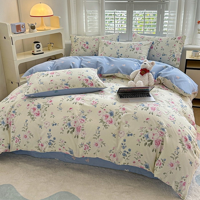 91家纺网 家纺一手货源 找家纺 宇彬家纺 2026直播新款13070全棉纯棉印花单双人被套喷气小清新简约热款学生被罩 春湔