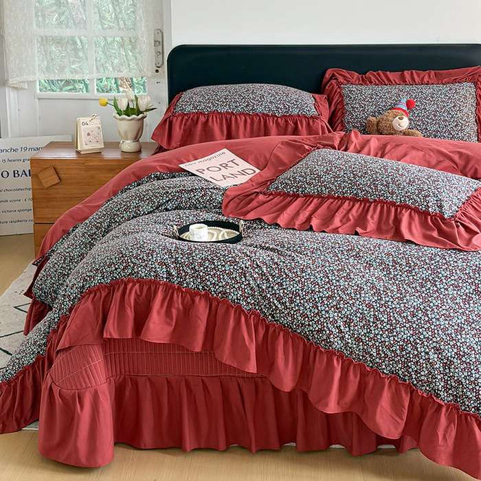 91家纺网 家纺一手货源 找家纺 （总）锦格家纺 2026春夏新款古法水洗棉花边床盖款四件套