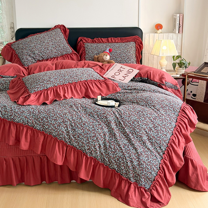 91家纺网 家纺一手货源 找家纺 （总）锦格家纺 2026春夏新款古法水洗棉花边床盖款四件套