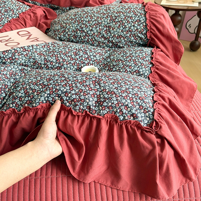 91家纺网 家纺一手货源 找家纺 （总）锦格家纺 2026春夏新款古法水洗棉花边床盖款四件套