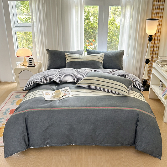 91家纺网 家纺一手货源 找家纺 宇彬家纺 2026直播新款13070全棉纯棉印花单双人被套喷气小清新简约热款学生被罩 绅士