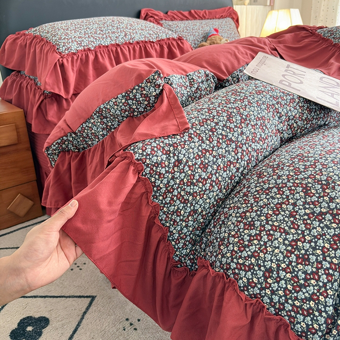 91家纺网 家纺一手货源 找家纺 （总）锦格家纺 2026春夏新款古法水洗棉花边床盖款四件套