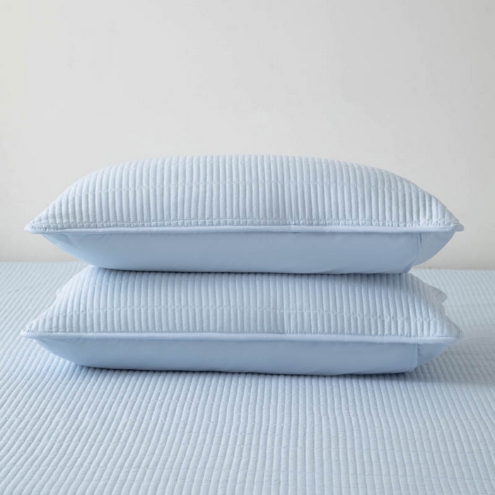 91家纺网 家纺一手货源 找家纺 宇淳国际 2026新款美人条A类水洗棉夹棉床笠三件套 天蓝