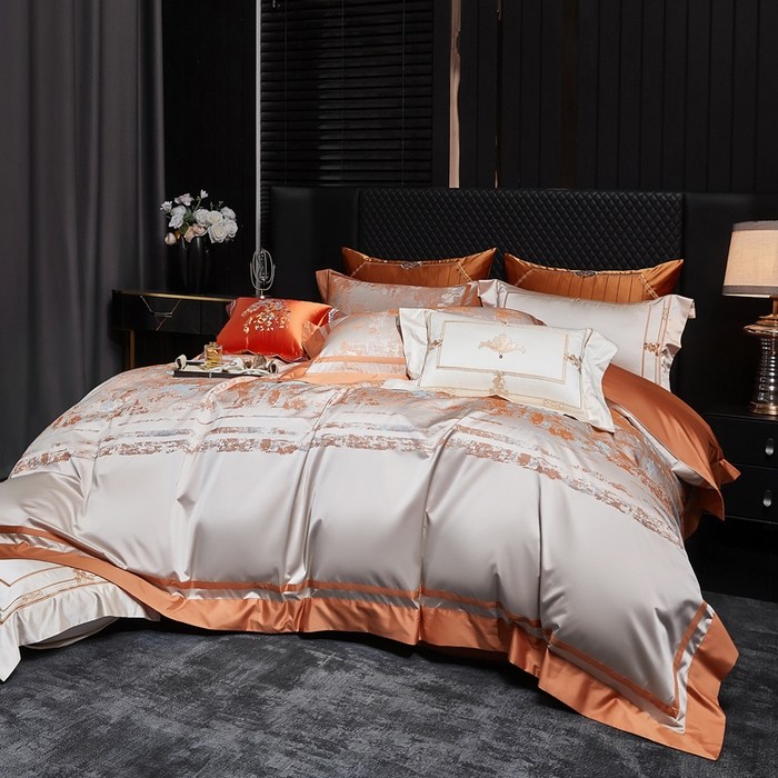 91家纺网 家纺一手货源 找家纺 （总）至爱今生 2026新款数码印花高精密锦缎四件套-柏拉花庭