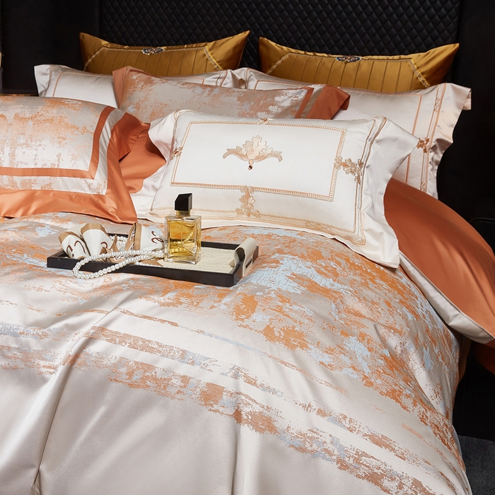 91家纺网 家纺一手货源 找家纺 （总）至爱今生 2026新款数码印花高精密锦缎四件套-柏拉花庭