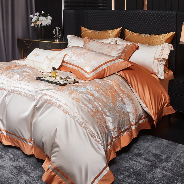 91家纺网 家纺一手货源 找家纺 （总）至爱今生 2026新款数码印花高精密锦缎四件套-柏拉花庭