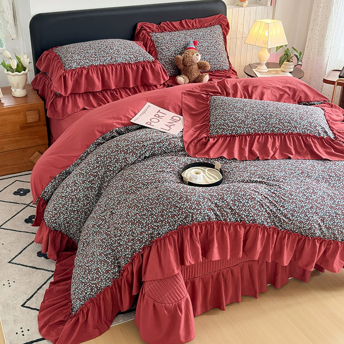 91家纺网 家纺一手货源 找家纺 （总）锦格家纺 2026春夏新款古法水洗棉花边床盖款四件套