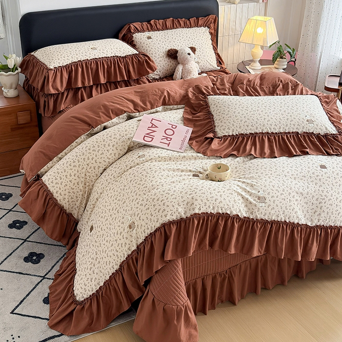 91家纺网 家纺一手货源 找家纺 （总）锦格家纺 2026春夏新款古法水洗棉花边床盖款四件套