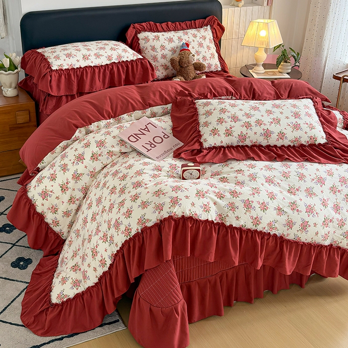 91家纺网 家纺一手货源 找家纺 （总）锦格家纺 2026春夏新款古法水洗棉花边床盖款四件套