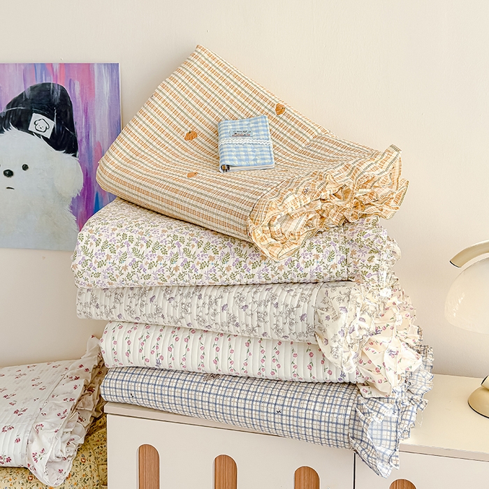 91家纺网 家纺一手货源 找家纺 归属 2026春夏新款古法仿棉单床盖床盖三件套 床盖组合图