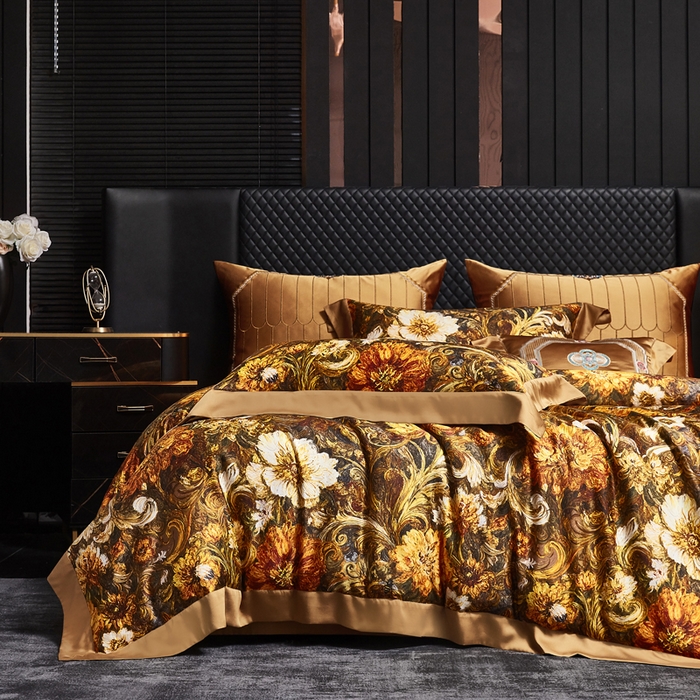 91家纺网 家纺一手货源 找家纺 （总）至爱今生 2026新款数码印花长绒棉四件套-繁花似锦