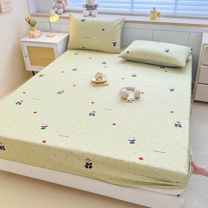 91家纺网 家纺一手货源 找家纺 （总）爱多多家居 2026新款针织棉双层纱床笠 床笠三件套 