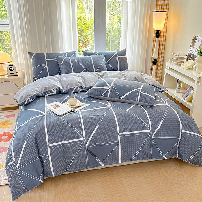 91家纺网 家纺一手货源 找家纺 宇彬家纺 2026直播新款13070全棉纯棉印花单双人被套喷气小清新简约热款学生被罩 空间