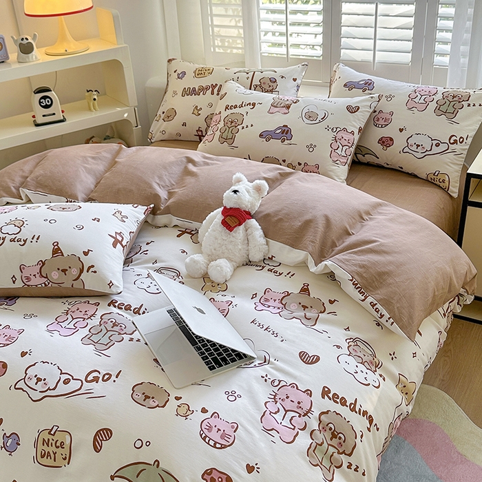 91家纺网 家纺一手货源 找家纺 宇彬家纺 2026直播新款13070全棉纯棉印花单双人被套喷气小清新简约热款学生被罩 完美假日