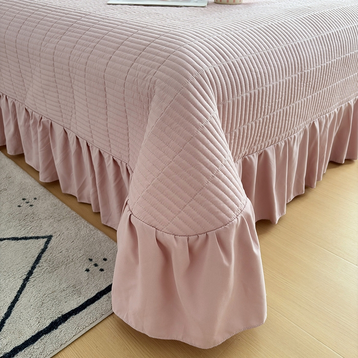 91家纺网 家纺一手货源 找家纺 锦格家纺 2026春夏新款古法水洗棉花边床盖款四件套 花慕里