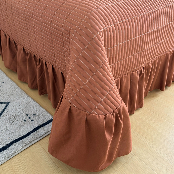 91家纺网 家纺一手货源 找家纺 锦格家纺 2026春夏新款古法水洗棉花边床盖款四件套 花漾小兔