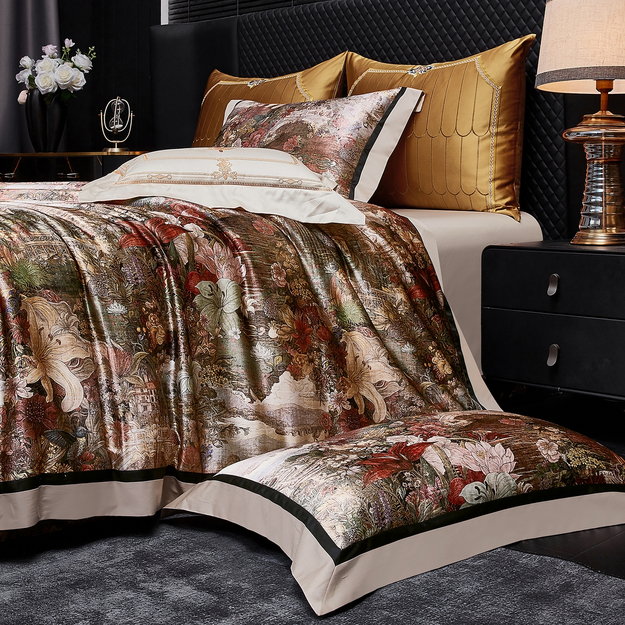 91家纺网 家纺一手货源 找家纺 （总）至爱今生 2026新款数码印花长绒棉四件套-仲夏夜