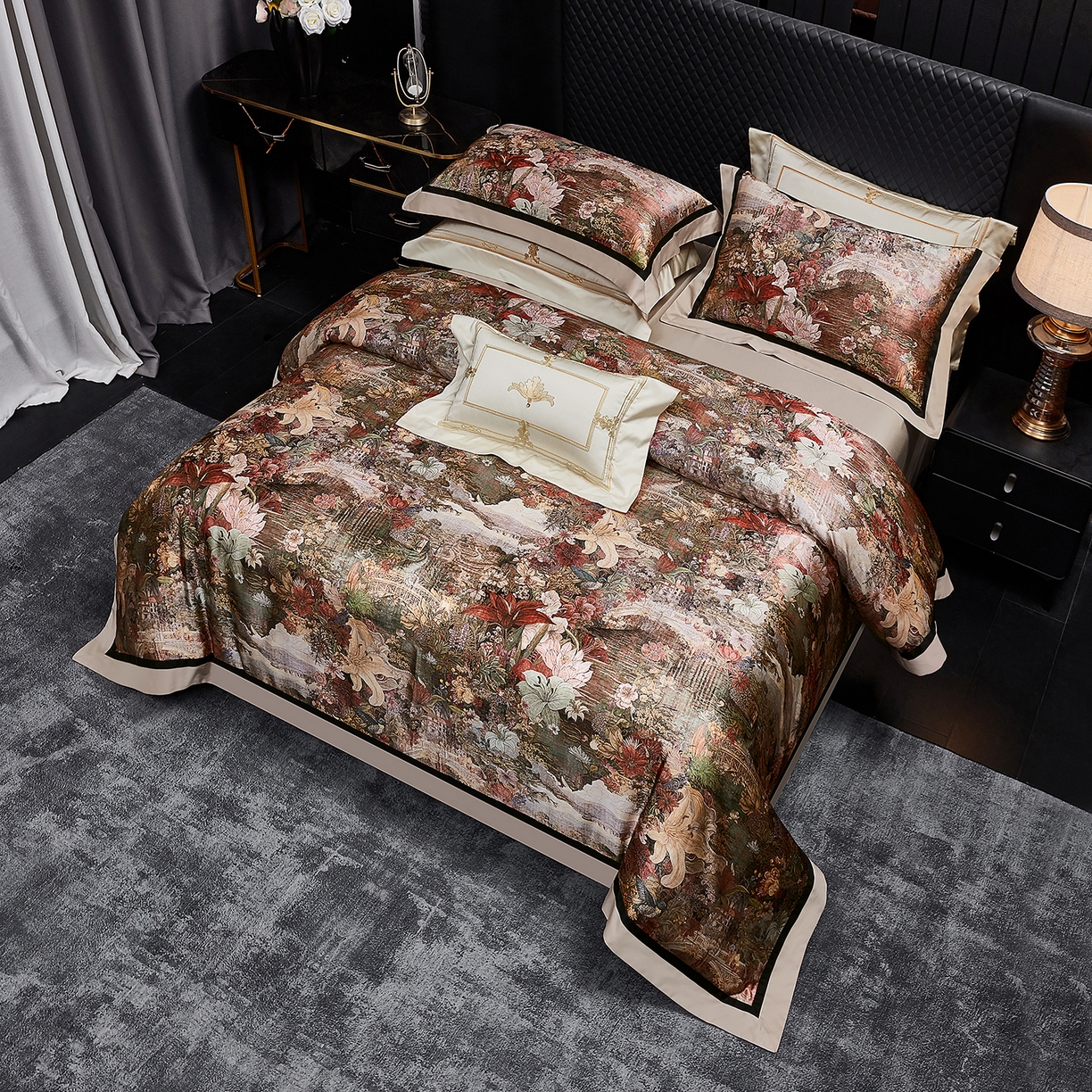 91家纺网 家纺一手货源 找家纺 （总）至爱今生 2026新款数码印花长绒棉四件套-仲夏夜