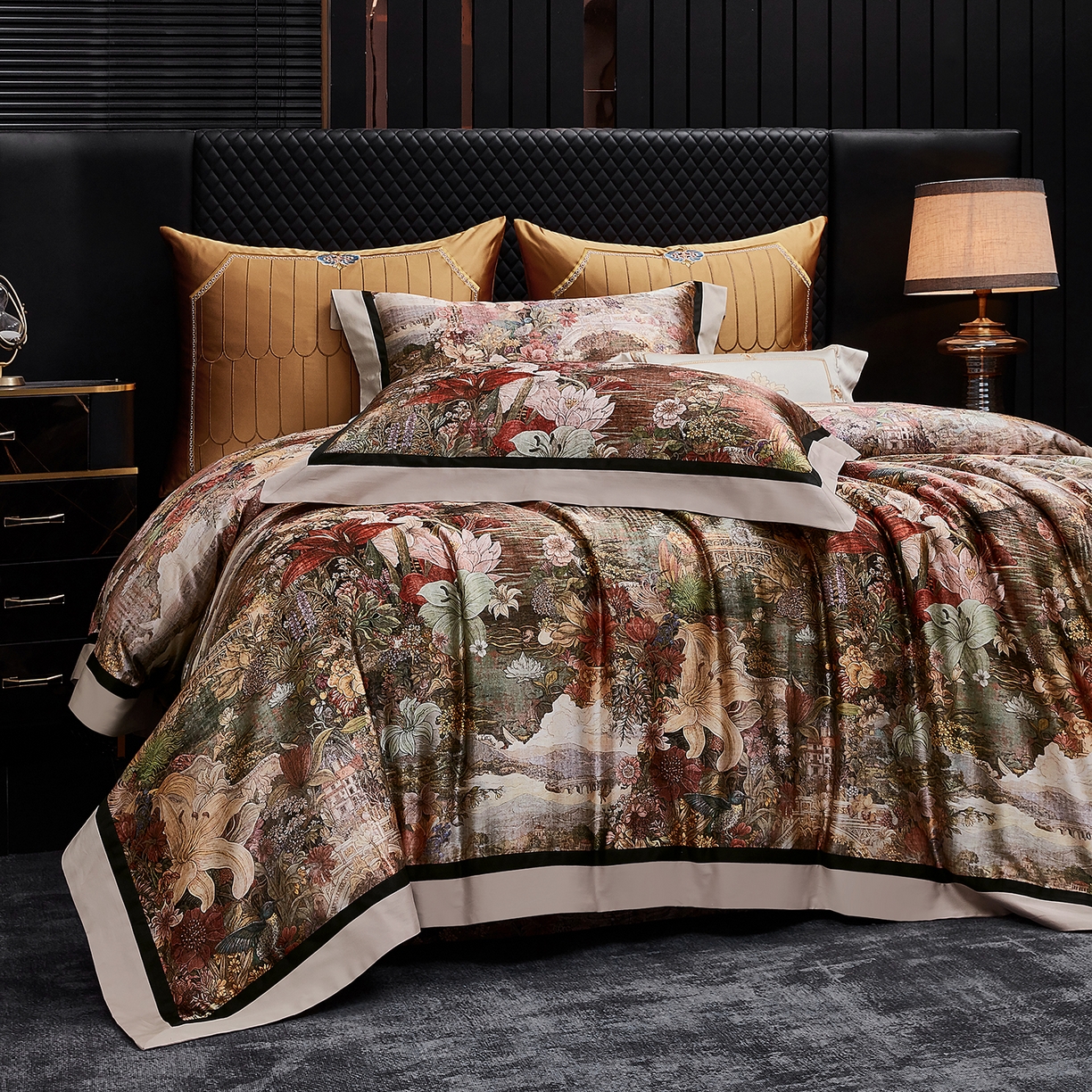 91家纺网 家纺一手货源 找家纺 （总）至爱今生 2026新款数码印花长绒棉四件套-仲夏夜