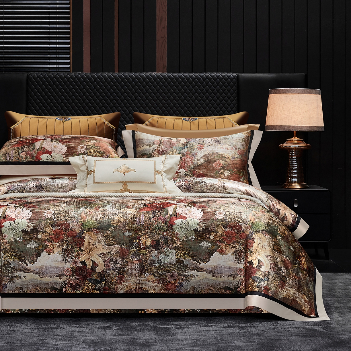 91家纺网 家纺一手货源 找家纺 （总）至爱今生 2026新款数码印花长绒棉四件套-仲夏夜