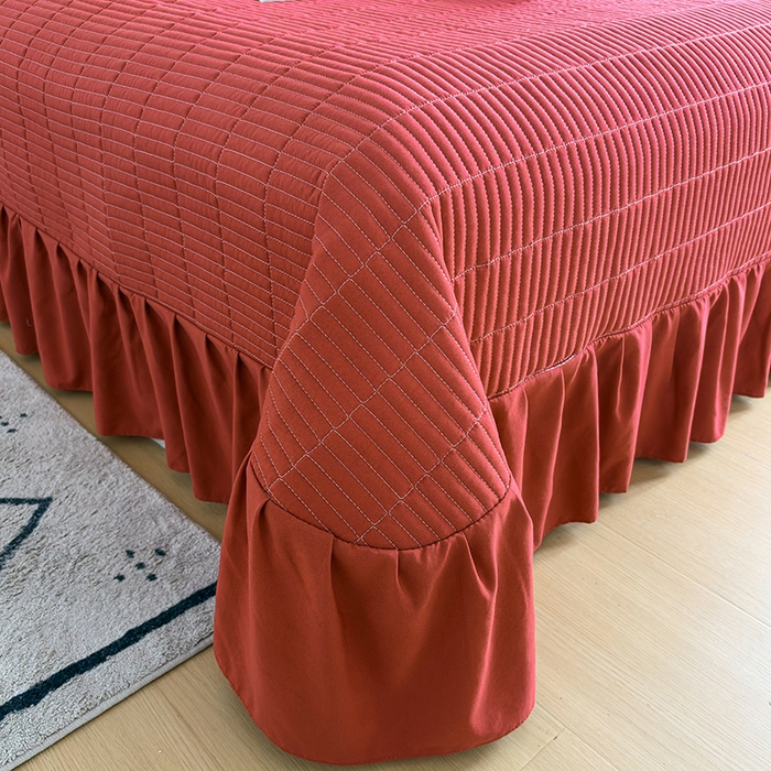 91家纺网 家纺一手货源 找家纺 锦格家纺 2026春夏新款古法水洗棉花边床盖款四件套 茉之语