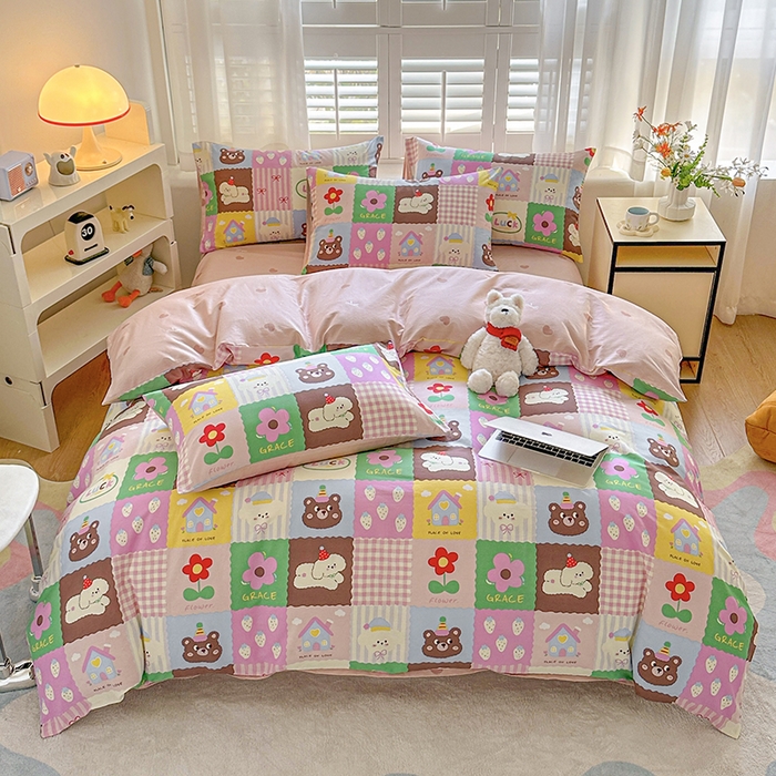 91家纺网 家纺一手货源 找家纺 宇彬家纺 2026直播新款13070全棉纯棉印花单双人被套喷气小清新简约热款学生被罩 浪漫记忆