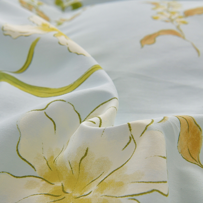 91家纺网 家纺一手货源 找家纺 宇彬家纺 2026直播新款13070全棉纯棉印花单双人被套喷气小清新简约热款学生被罩 花想容-蓝