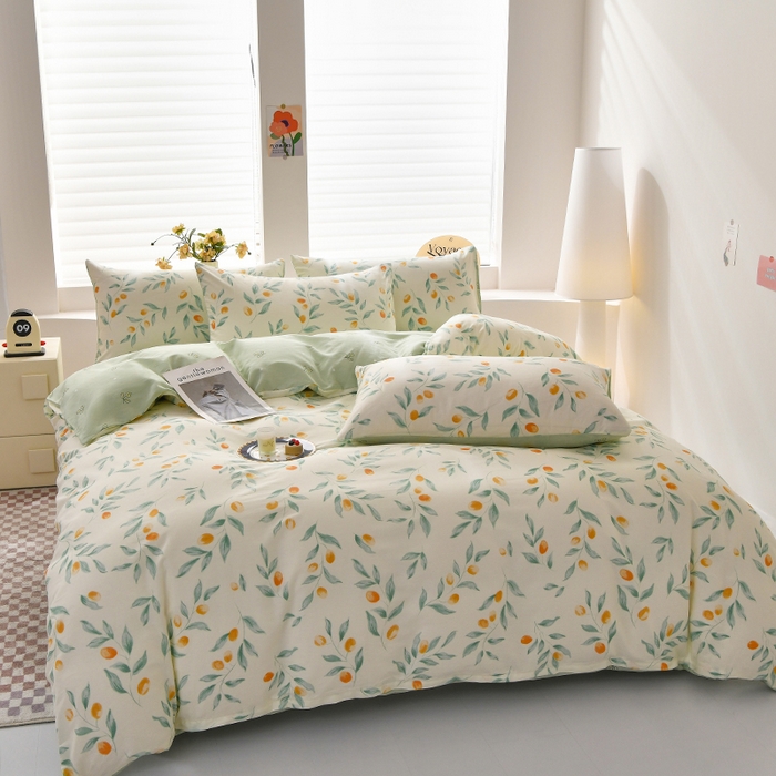 91家纺网 家纺一手货源 找家纺 宇彬家纺 2026直播新款13070全棉纯棉印花单双人被套喷气小清新简约热款学生被罩 枝间梦