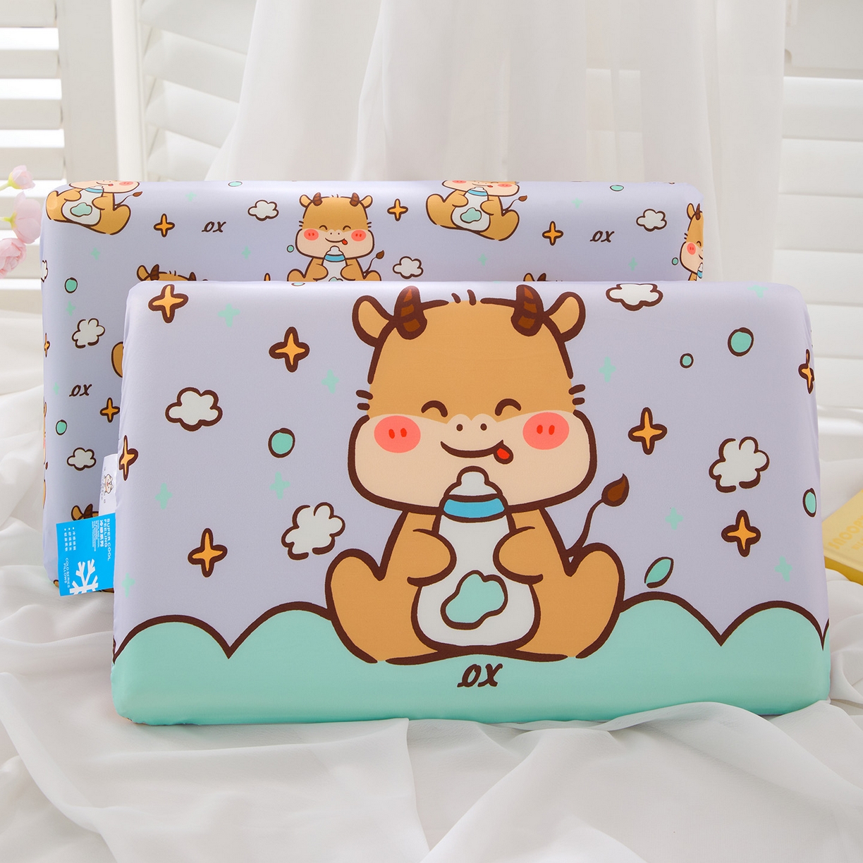 芯洲 2025新款十二生肖记忆枕学生抱枕儿童卡通系列慢回弹凉感可爱萌趣枕头枕芯 生肖-牛 28x48cm/只