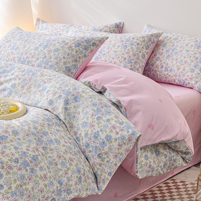 91家纺网 家纺一手货源 找家纺 宇彬家纺 2026直播新款13070全棉纯棉印花单双人被套喷气小清新简约热款学生被罩 花语嫣然