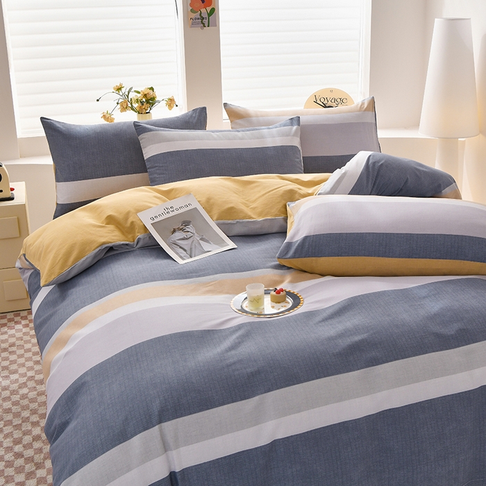 91家纺网 家纺一手货源 找家纺 宇彬家纺 2026直播新款13070全棉纯棉印花单双人被套喷气小清新简约热款学生被罩 静雅格韵