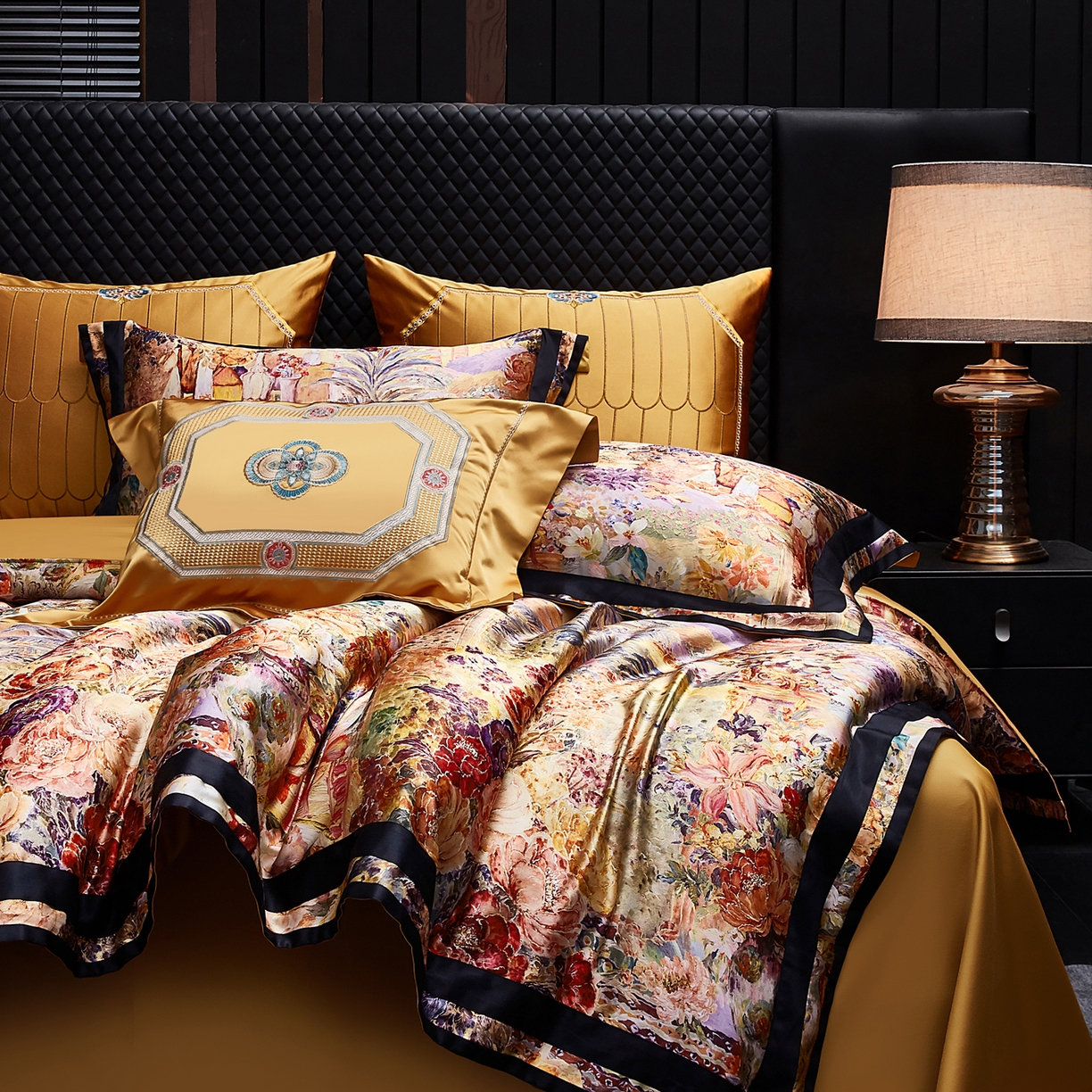 91家纺网 家纺一手货源 找家纺 至爱今生 2026新款数码印花长绒棉四件套-御尊 御尊-橙