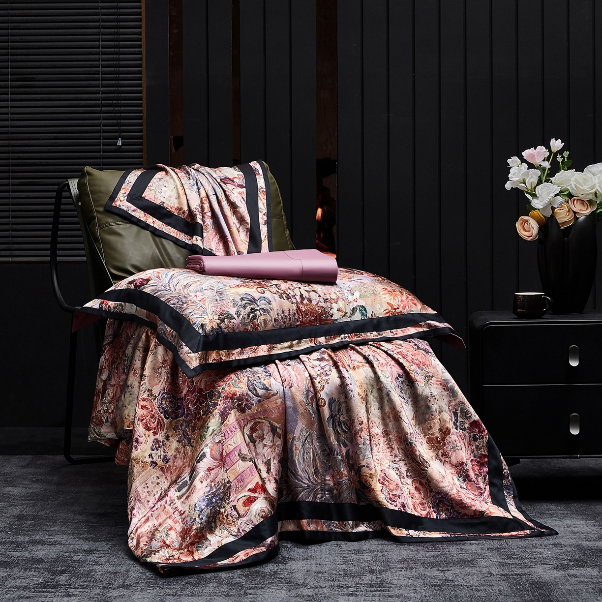 91家纺网 家纺一手货源 找家纺 至爱今生 2026新款数码印花长绒棉四件套-御尊 御尊-紫