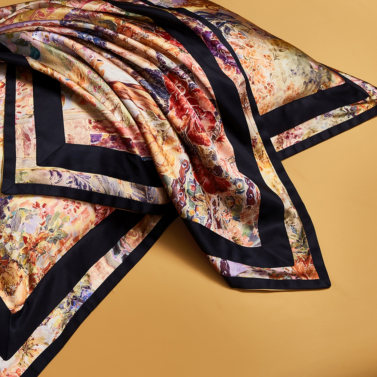 91家纺网 家纺一手货源 找家纺 至爱今生 2026新款数码印花长绒棉四件套-御尊 御尊-橙