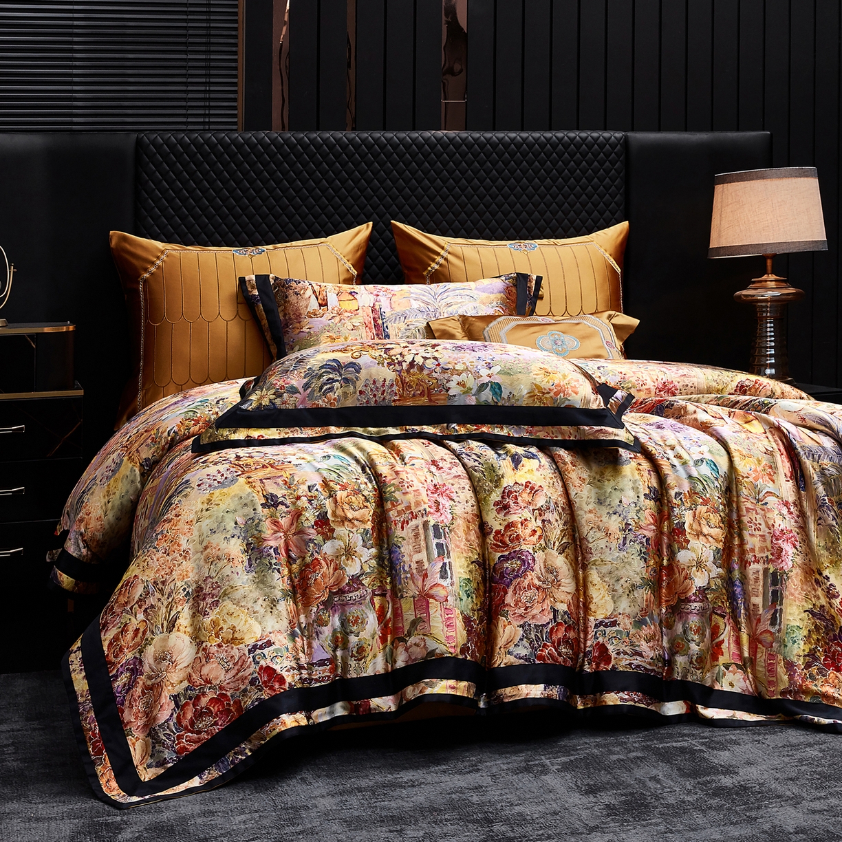 91家纺网 家纺一手货源 找家纺 至爱今生 2026新款数码印花长绒棉四件套-御尊 御尊-橙