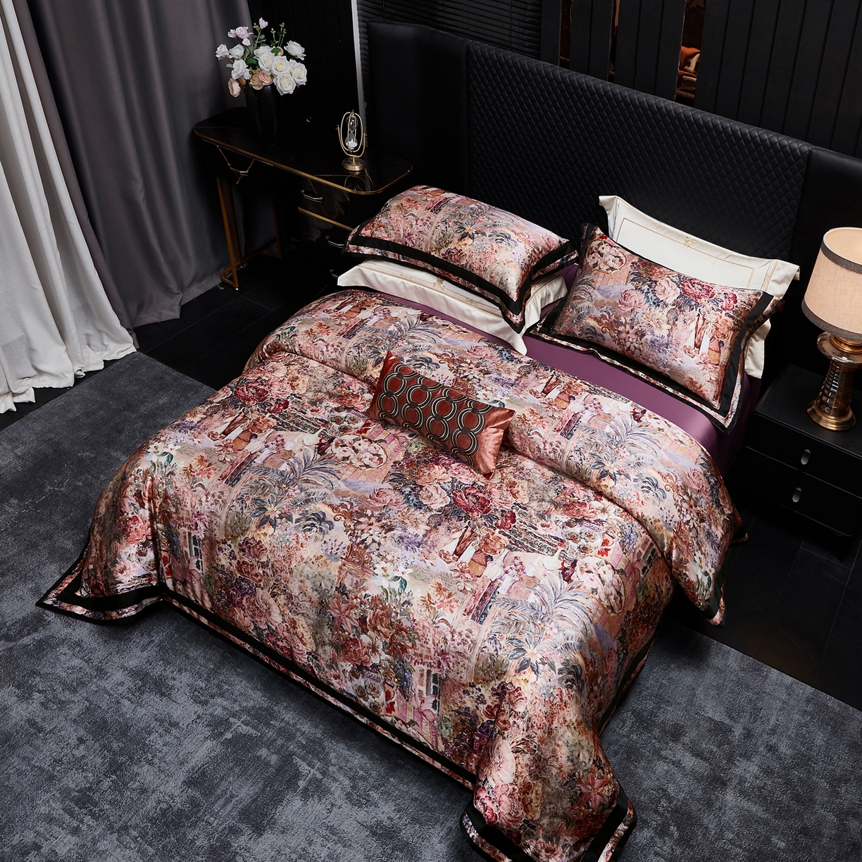 91家纺网 家纺一手货源 找家纺 至爱今生 2026新款数码印花长绒棉四件套-御尊 御尊-紫