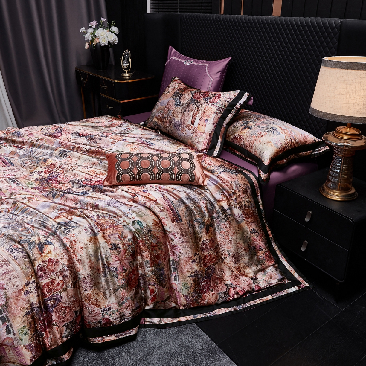 91家纺网 家纺一手货源 找家纺 至爱今生 2026新款数码印花长绒棉四件套-御尊 御尊-紫