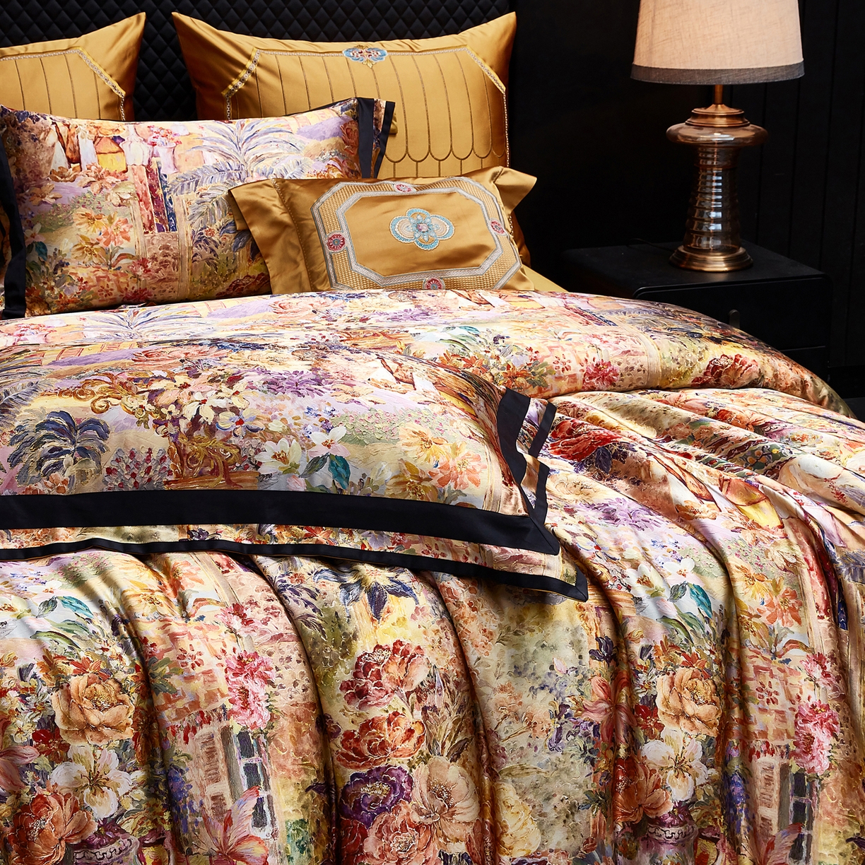 91家纺网 家纺一手货源 找家纺 至爱今生 2026新款数码印花长绒棉四件套-御尊 御尊-橙