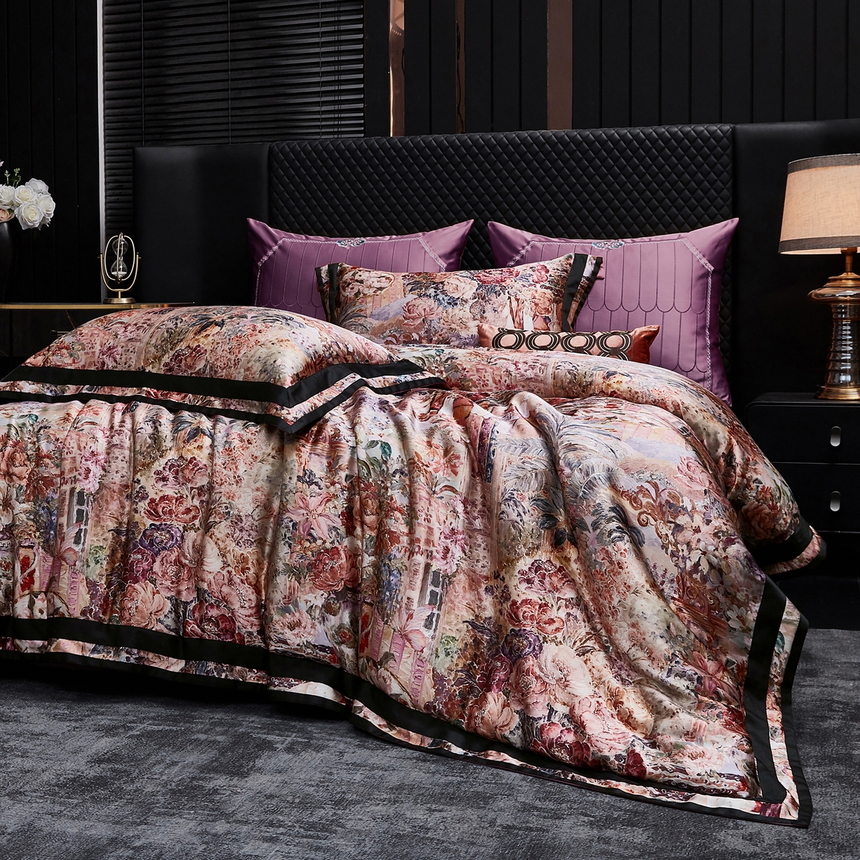 91家纺网 家纺一手货源 找家纺 至爱今生 2026新款数码印花长绒棉四件套-御尊 御尊-紫