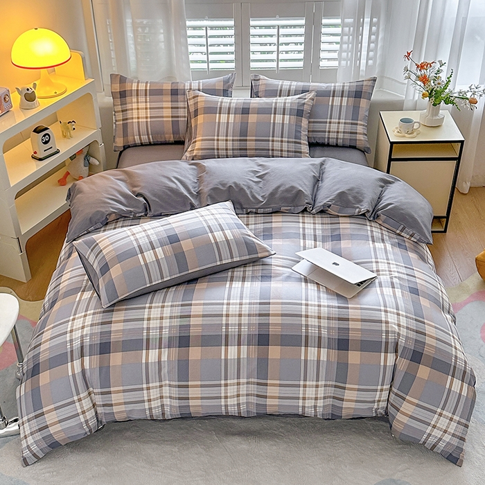 91家纺网 家纺一手货源 找家纺 宇彬家纺 2026直播新款13070全棉纯棉印花单双人被套喷气小清新简约热款学生被罩 诺卡