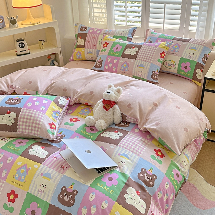 91家纺网 家纺一手货源 找家纺 宇彬家纺 2026直播新款13070全棉纯棉印花单双人被套喷气小清新简约热款学生被罩 浪漫记忆