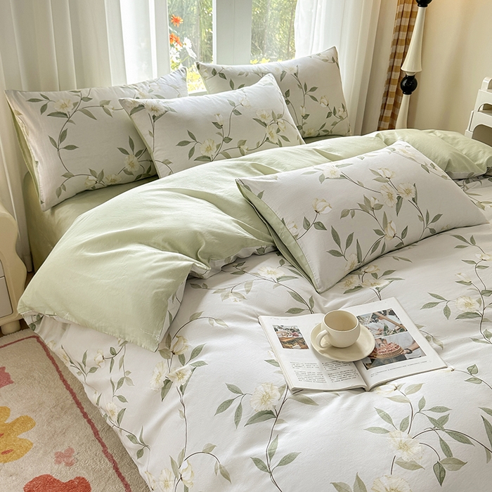 91家纺网 家纺一手货源 找家纺 （总）宇彬家纺 2026直播新款13372A类全棉纯棉印花床单床笠款四件套和单被套喷气清新简约